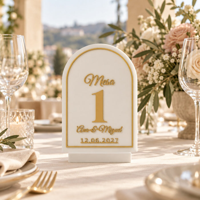 Números de Mesa Personalizados 3D – Casamento com Nomes dos Noivos